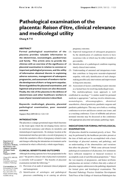 Pathological Examination of the Placenta: Raison D'être, Clinical