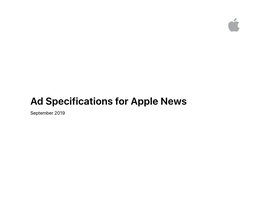 Ad Specifications for Apple News September 2019 About Advertising on Apple News