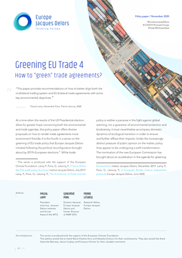 Greening EU Trade 4 How to “Green” Trade Agreements?