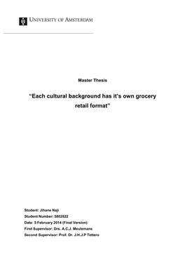 “Each Cultural Background Has It's Own Grocery Retail Format”
