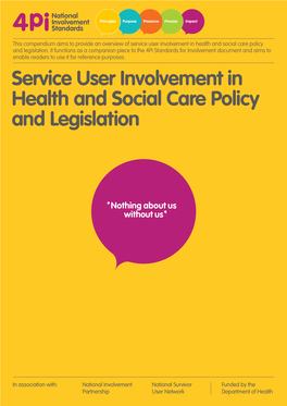 Service User Involvement in Health and Social Care Policy and Legislation