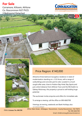 For Sale Corramore, Kiltoom, Athlone