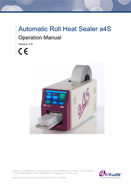 Automatic Roll Heat Sealer A4s Operation Manual Version: 2.8