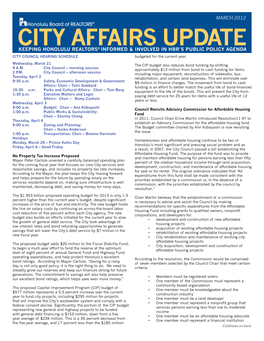 City Affairs Update