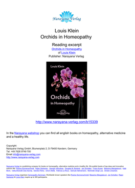 Louis Klein Orchids in Homeopathy Reading Excerpt Orchids in Homeopathy of Louis Klein Publisher: Narayana Verlag