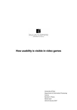 How Usability Is Visible in Video Games