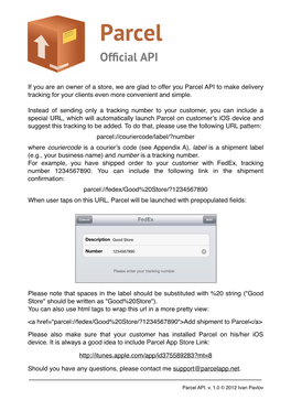 Parcel Ofﬁcial API