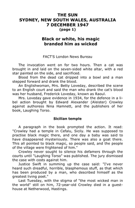 THE SUN SYDNEY, NEW SOUTH WALES, AUSTRALIA 7 DECEMBER 1947 (Page 1)