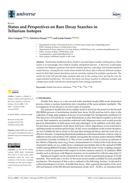 Status and Perspectives on Rare Decay Searches in Tellurium Isotopes