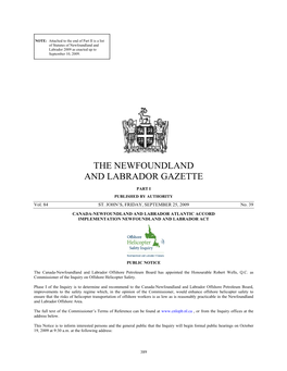 The Newfoundland and Labrador Gazette