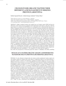 Changes in Soil Organic Matter Under Different Land Management in Misiones Province (Argentina)