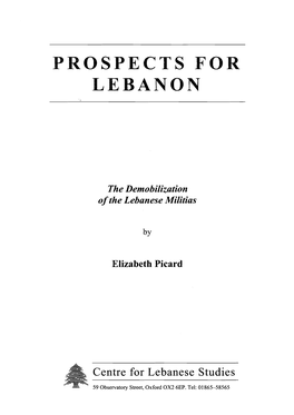 The Demobilisation of the Lebanese Militias