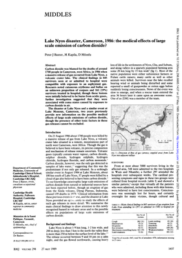 MIDDLES BMJ: First Published As 10.1136/Bmj.298.6685.1437 on 27 May 1989