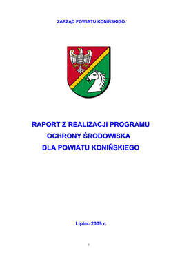 Raport Z Realizacji Programu Ochrony Środowiska Dla Powiatu Konińskiego