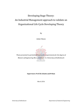 Developing Stage Theory: an Industrial Management Approach to Validate an Organizational Life Cycle Developmen