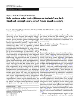 Eulamprus Heatwolei ) Use Both Visual and Chemical Cues to Detect Female Sexual Receptivity