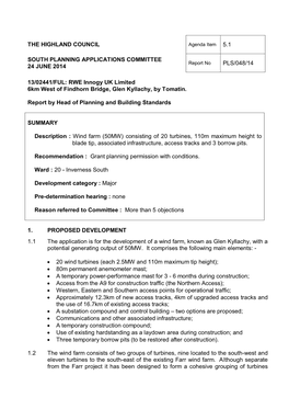 13/02441/FUL: RWE Innogy UK Limited 6Km West of Findhorn Bridge, Glen Kyllachy, by Tomatin