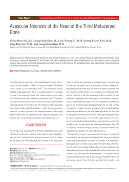 Avascular Necrosis of the Head of the Third Metacarpal Bone