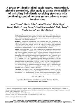 A Phase IV, Double-Blind, Multicentre, Randomized, Placebo-Controlled