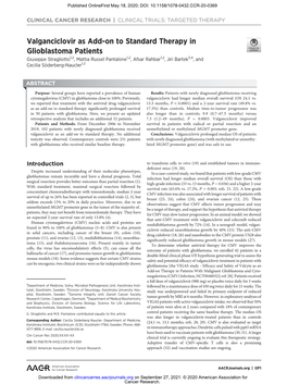 Valganciclovir As Add-On to Standard Therapy in Glioblastoma Patients