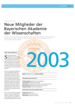 Neue Mitglieder Der Bayerischen Akademie Der Wissenschaften