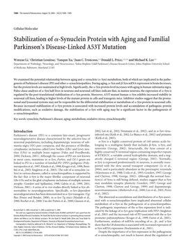 Stabilization Ofα-Synuclein Protein with Aging and Familial Parkinson's Disease-Linked A53T Mutation