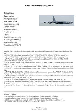 B-52H Stratofortress - 1982, ALCM