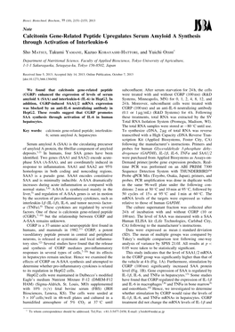 Calcitonin Gene-Related Peptide Upregulates Serum Amyloid a Synthesis Through Activation of Interleukin-6