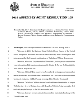 2019 Assembly Joint Resolution 105