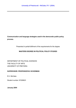 Communication and Language Strategies Used in the Democratic Public Policy Process