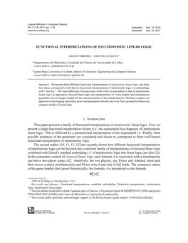 Functional Interpretations of Intuitionistic Linear Logic