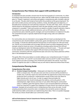 Comprehensive Plan Policies That Support Infill and Mixed Use Introduction a Comprehensive Plan Provides a Broad Vision for the Future Growth of a Community