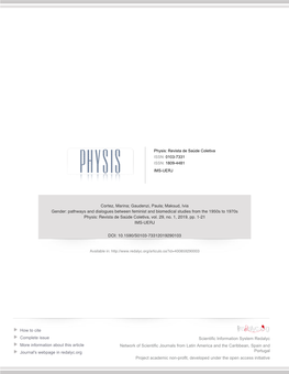 Gender: Pathways and Dialogues Between Feminist and Biomedical Studies from the 1950S to 1970S Physis: Revista De Saúde Coletiva, Vol