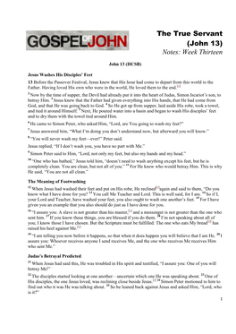 John 13) Notes: Week Thirteen