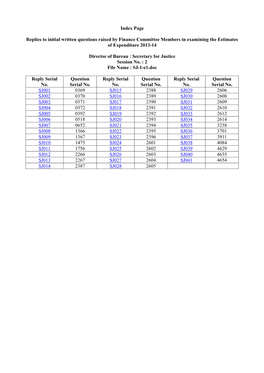 Replies to Initial Written Questions Raised by Finance Committee Members in Examining the Estimates of Expenditure 2013-14