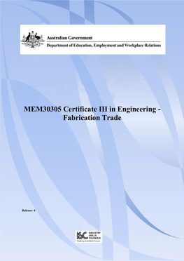 MEM30305 Certificate III in Engineering - Fabrication Trade