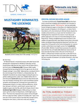 MUSTASHRY DOMINATES the LOCKINGE CRYSTAL OCEAN DELIVERS AGAIN Click Or Tap Here to Go Straight to TDN Europe/International