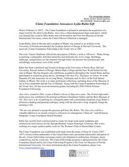 Cintas Foundation Announces Lydia Rubio Gift