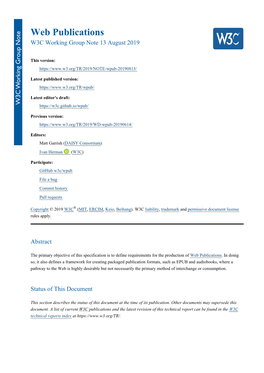 Web Publications W3C Working Group Note 13 August 2019