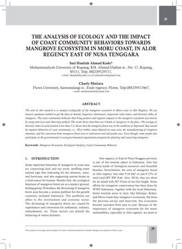 The Analysis of Ecology and the Impact of Coast Community Behaviors Towards Mangrove Ecosystem in Moru Coast, in Alor Regency East of Nusa Tenggara
