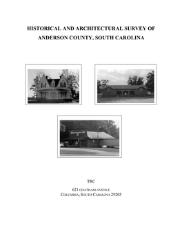 Historical and Architectural Survey of Anderson County, South Carolina