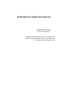 El Hospital De Sepúlveda (Segovia)