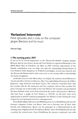 Variazioni Interrotti Nine Episodes and a Coda on the Composer Jørgen Bentzon and His Music