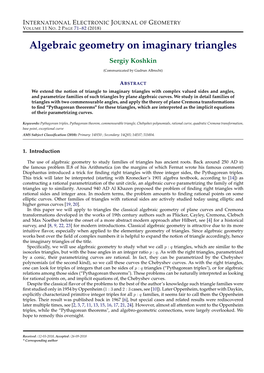 Algebraic Geometry on Imaginary Triangles