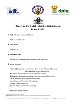 Report on the Nodal Visits That Took Place on 24 April 20031