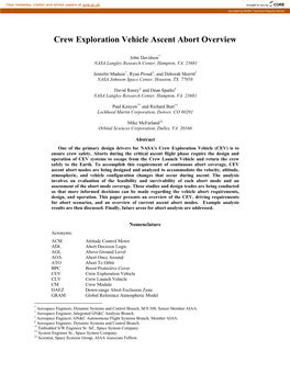 Crew Exploration Vehicle Ascent Abort Overview