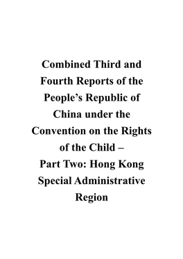 Second Report of HKSAR Under the Convention on the Rights of the Child
