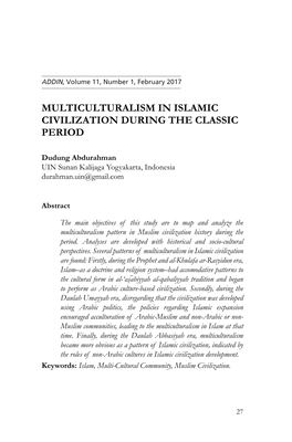 Multiculturalism in Islamic Civilization During the Classic Period