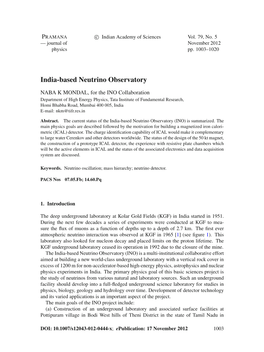India-Based Neutrino Observatory