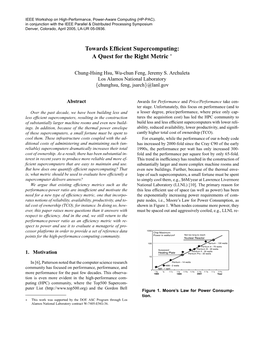 Towards Efficient Supercomputing: a Quest for the Right Metric